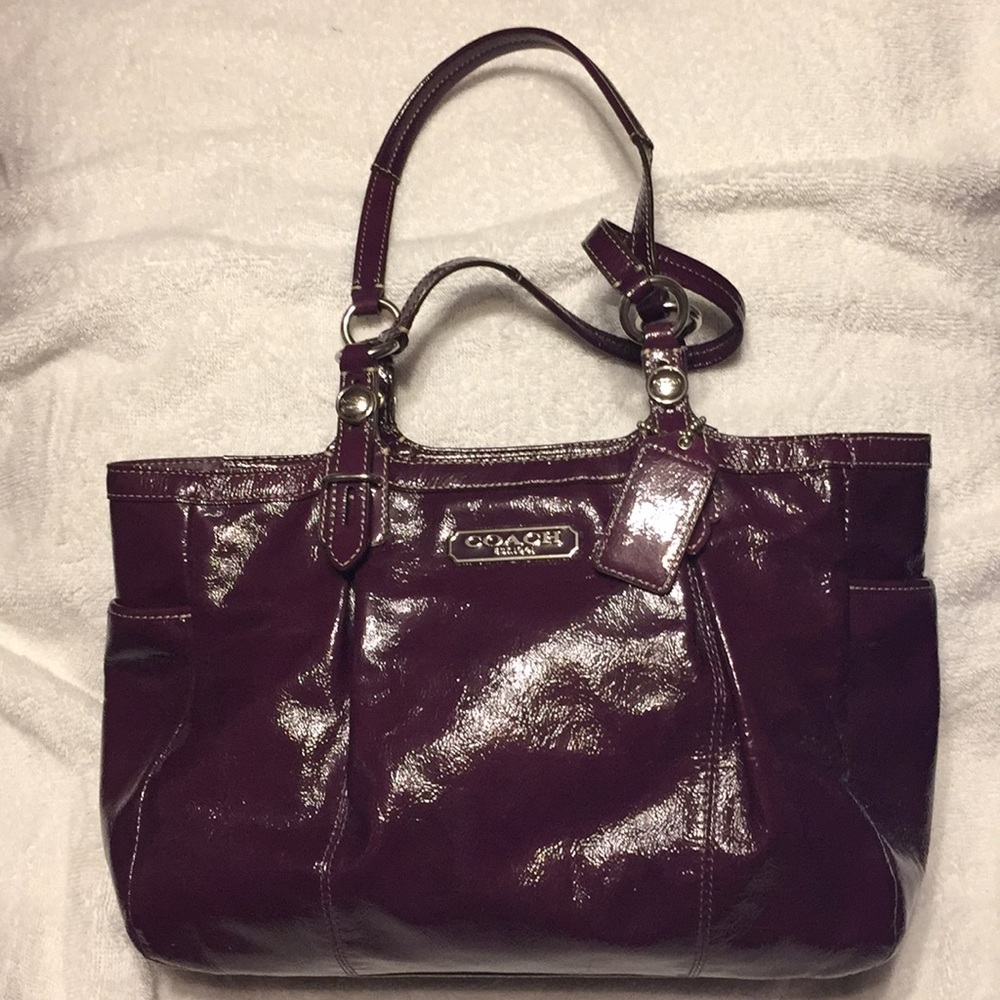 Glossy purple Coach purse, like new